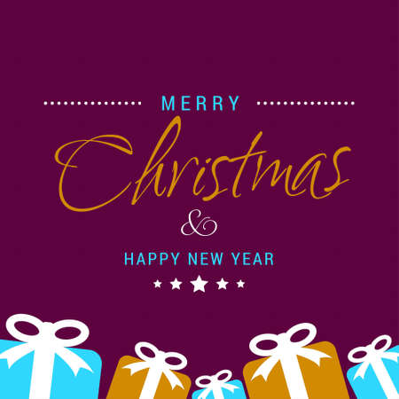 Christmas card with purple background and gift boxes. For web design and application interface, also useful for infographics. Vector illustration.のイラスト素材