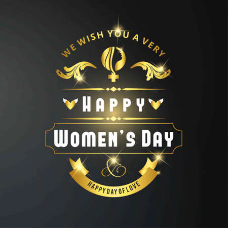 Women's day card with dark background vector. For web design and application interface, also useful for infographics. Vector illustration.のイラスト素材