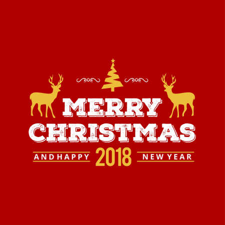 Christmas greetings card with red background white typography,. For web design and application interface, also useful for infographics. Vector illustration.のイラスト素材