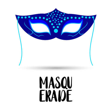 Happy Brazilian Carnival Day. Blue Carnival mask on white background. For web design and application interface, also useful for infographics. Vector illustration.のイラスト素材