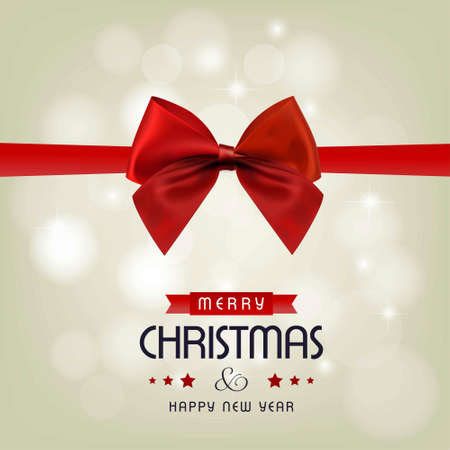 Happy Christmas. Happy New Year. Red detailed Ribbon with creative typography. For web design and application interface, also useful for infographics. Vector illustration.のイラスト素材