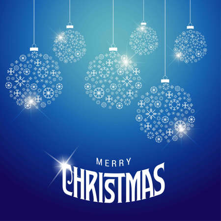 Christmas card with snow flakes balls blue. For web design and application interface, also useful for infographics. Vector illustration.のイラスト素材