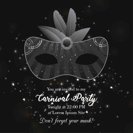 Happy Brazilian Carnival Day. Carnival party invitation in Grey Scale. For web design and application interface, also useful for infographics. Vector illustration.のイラスト素材