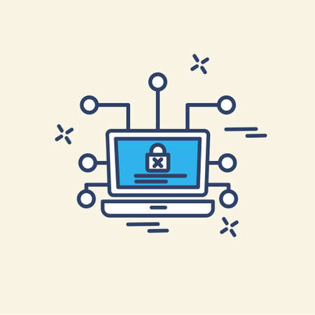 Cyber security icon with creative and unique style also with light background. For web design and application interface, also useful for infographics. Vector illustration.のイラスト素材