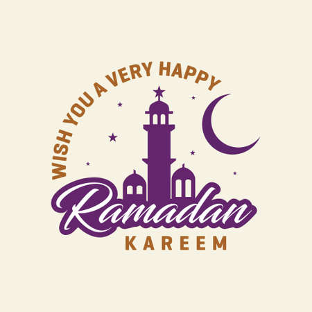 Wish you a very happy Ramadan Kareem Mosque background. For web design and application interface, also useful for infographics. Vector illustration.のイラスト素材