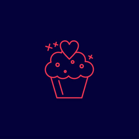 Mother's day red neon icons with dark background vector. For web design and application interface,...
