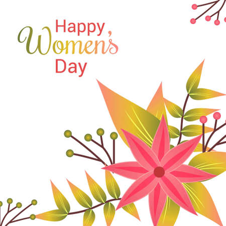Happy Women's day card with light background and flowers vector. For web design and application interface, also useful for infographics. Vector illustration.のイラスト素材