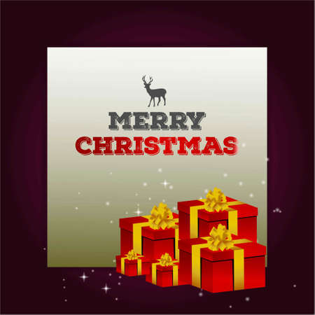Merry Christmas with reindeer and giftboxes. For web design and application interface, also useful for infographics. Vector illustration.のイラスト素材
