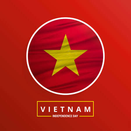 Vietnam Independence Day waving Flag on red abstract background. For web design and application interface, also useful for infographics. Vector illustration.のイラスト素材