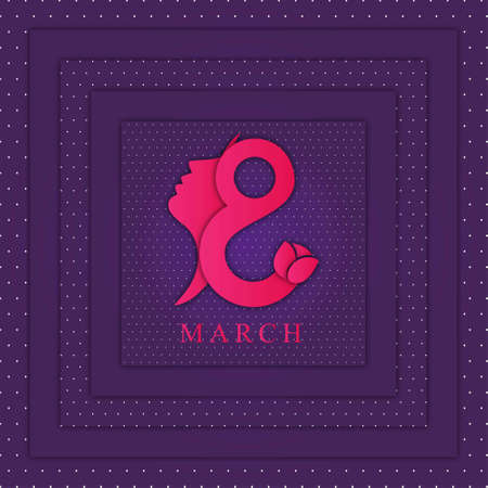 Women's day card with purple background. For web design and application interface, also useful for infographics. Vector illustration.のイラスト素材