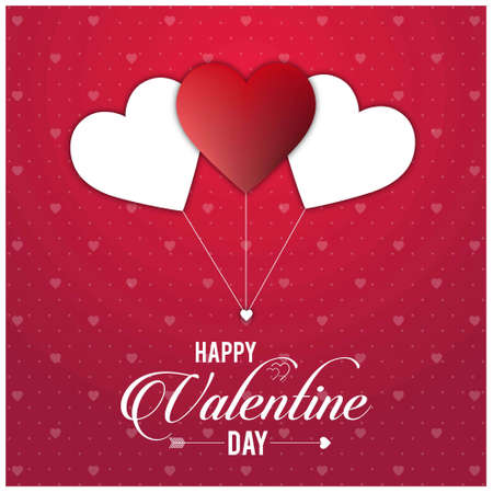 Happy Vakentine's day card with red pattern with hearts balloons. For web design and application interface, also useful for infographics. Vector illustration.のイラスト素材