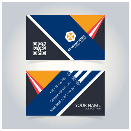 Creative Blue and Gray Business Card template. For web design and application interface, also useful for infographics. Vector illustration.のイラスト素材