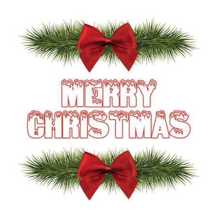 Merry Christmas red ribbon and grass. For web design and application interface, also useful for infographics. Vector illustration.のイラスト素材
