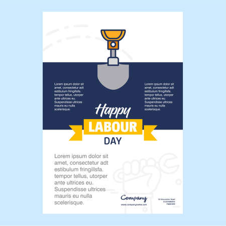 Happy Labour day design with yellow and blue theme vector with hardware tool logo vector. For web design and application interface, also useful for infographics. Vector illustration.のイラスト素材