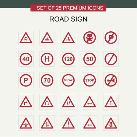 Road signs icons set vector. For web design and application interface, also useful for infographics. Vector illustration.のイラスト素材