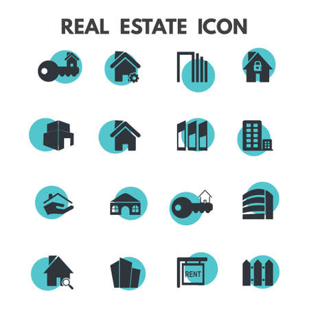 Real estate icons. For web design and application interface, also useful for infographics. Vector illustration.のイラスト素材