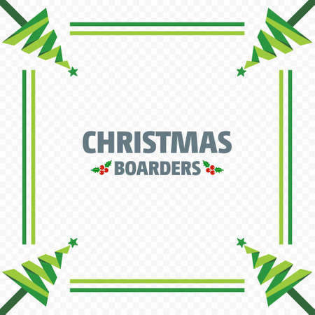 Christmas border of green trees. For web design and application interface, also useful for infographics. Vector illustration.のイラスト素材