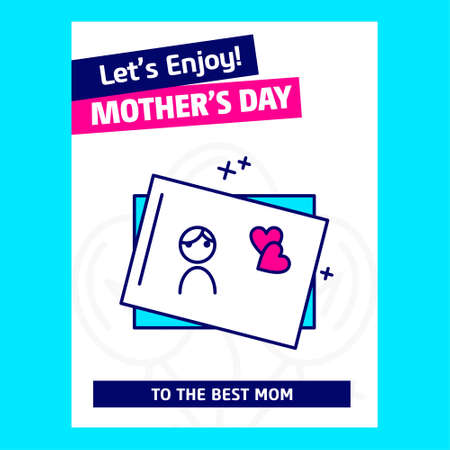 Happy Mother's day greetings card with unique design and blue theme vector. For web design and application interface, also useful for infographics. Vector illustration.のイラスト素材