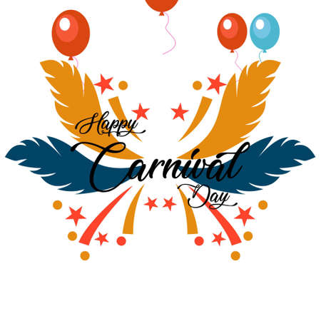 Happy Brazilian Carnival Day. creative carnival typography on white background. For web design and application interface, also useful for infographics. Vector illustration.のイラスト素材