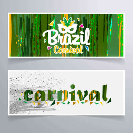 Happy Brazilian Carnival Day. green and white carnival banners with typographies. For web design and application interface, also useful for infographics. Vector illustration.のイラスト素材