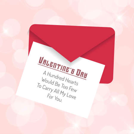 Valentine's day card with envelope. For web design and application interface, also useful for infographics. Vector illustration.のイラスト素材
