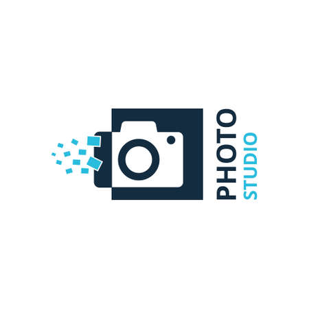 Vector Black and Blue Icon for Photographer. Camera Icon. For web design and application interface, also useful for infographics. Vector illustration.のイラスト素材