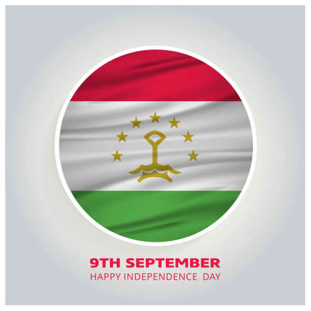 tajikistan 9th September Happy Independence Day Circle Waving Flag. For web design and application interface, also useful for infographics. Vector illustration.のイラスト素材