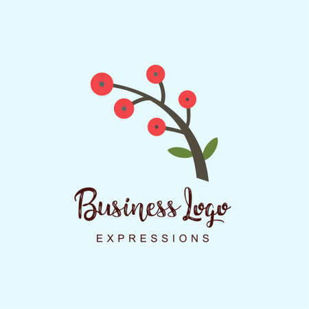 Plant stem logo with typography and light background vector. For web design and application interface, also useful for infographics. Vector illustration.のイラスト素材