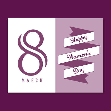 Women's day card with purple background and typography. For web design and application interface, also useful for infographics. Vector illustration.のイラスト素材
