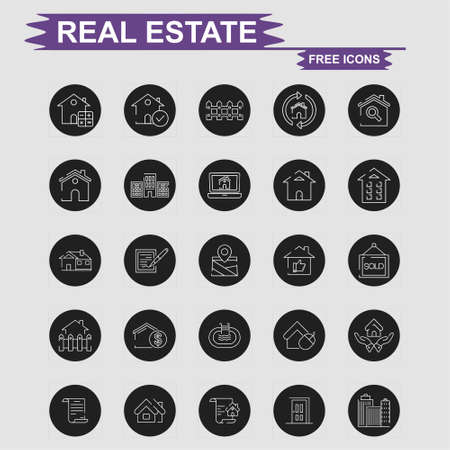 Real Estate icons set vector. For web design and application interface, also useful for infographics. Vector illustration.のイラスト素材