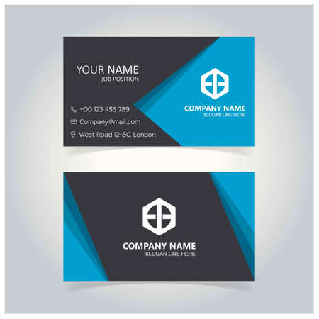 Blue and Black Business Card template. For web design and application interface, also useful for infographics. Vector illustration.のイラスト素材