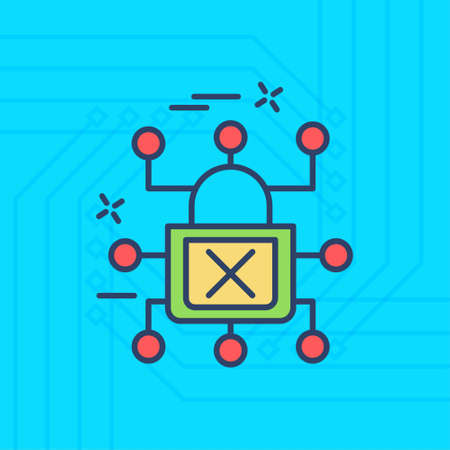 Internet security colored icons with blue background. For web design and application interface, also useful for infographics. Vector illustration.のイラスト素材