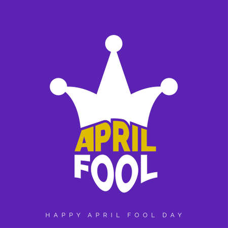 April Fools Day lettering typography on purple background for greeting card, ad, promotion, poster, article, marketing, signage, email. Vector illustration.. For web design and application interface, also useful for infographics. Vector illustration.のイラスト素材