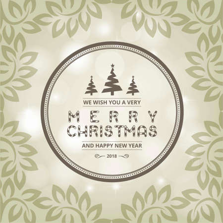 christmas greeting card with light background christmas tree with leaves.. For web design and application interface, also useful for infographics. Vector illustration.のイラスト素材