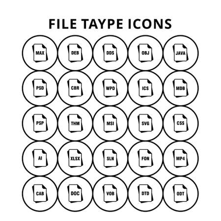 File Type Icons. For web design and application interface, also useful for infographics. Vector illustration.のイラスト素材