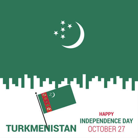 waving flag of Turkmenistan. Template for independence day. vector illustration. For web design and application interface, also useful for infographics. Vector illustration.のイラスト素材