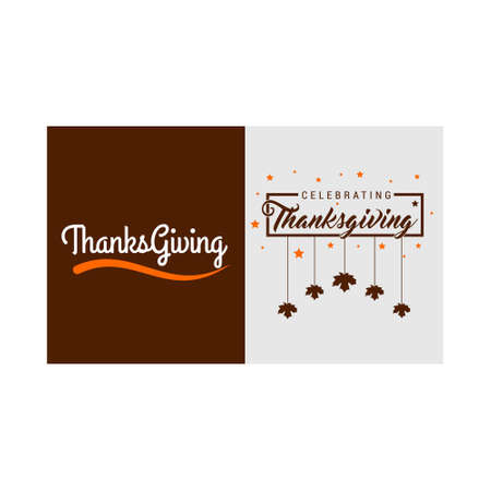 Thanksgiving Day Poster. Greeting Card. Brown and Grey on White Background. For web design and application interface, also useful for infographics. Vector illustration.のイラスト素材