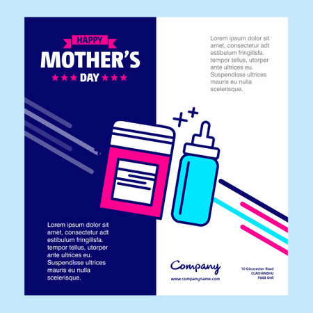 Mother's day card withblue theme and creative design vector. For web design and application interface, also useful for infographics. Vector illustration.のイラスト素材