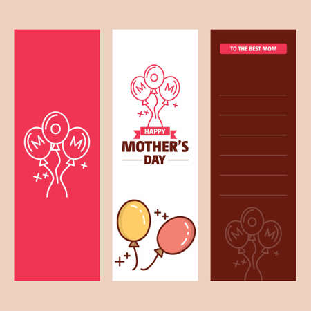 Mother's day card with balloons logo and pink theme vector. For web design and application interface, also useful for infographics. Vector illustration.のイラスト素材