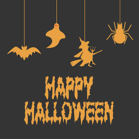 Happy Halloween vector lettering. Holiday calligraphy.Happy Halloween Poster.. For web design and application interface, also useful for infographics. Vector illustration.のイラスト素材