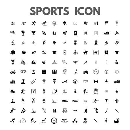 vector black sports icons set on white. For web design and application interface, also useful for infographics. Vector illustration.のイラスト素材