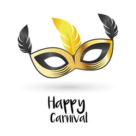 Happy Brazilian Carnival Day. grey and golden carnival mask. For web design and application interface, also useful for infographics. Vector illustration.のイラスト素材