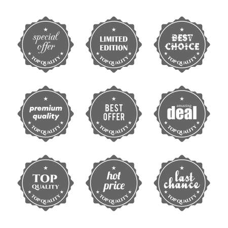 Set of flat design sale stickers. Vector illustrations for online shopping, product promotions, website and mobile website badges, ads, print material.. For web design and application interface, also useful for infographics. Vector illustration.のイラスト素材