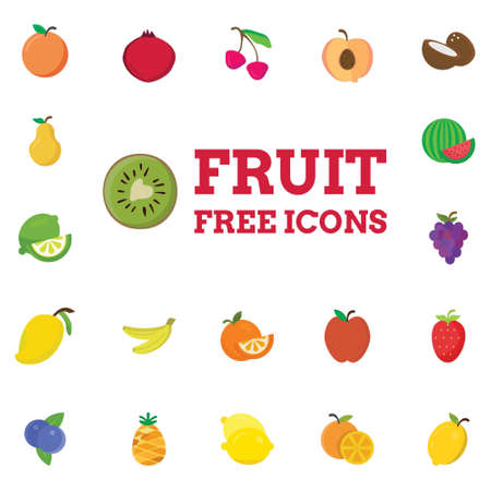 Fruits icons set vector. For web design and application interface, also useful for infographics. Vector illustration.のイラスト素材