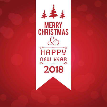 Christmas greetings card with red background with christmas tree,. For web design and application interface, also useful for infographics. Vector illustration.のイラスト素材