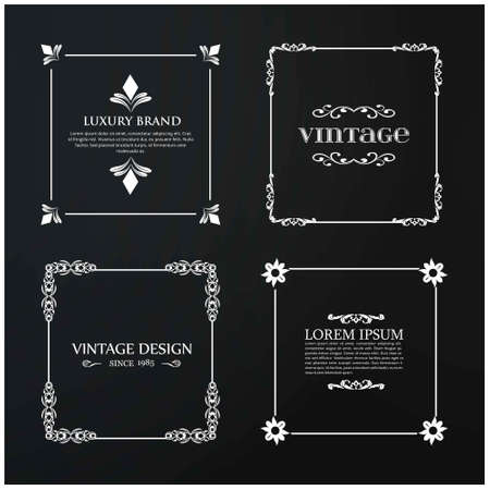 Set of 4 Vintage Typography. White Sample Text on Black Vintage Background.. For web design and application interface, also useful for infographics. Vector illustration.のイラスト素材