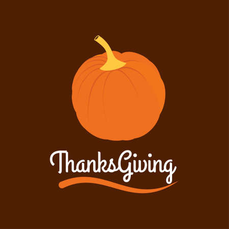 Thanksgiving Day Poster. Beautiful Pumpkins in Orange Color with creative typography on Brown Background. For web design and application interface, also useful for infographics. Vector illustration.のイラスト素材