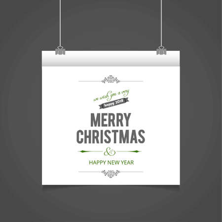 Merry Christmas card with typographic and light background. For web design and application interface, also useful for infographics. Vector illustration.のイラスト素材