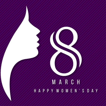 Happy Women's day card with purple pattern  background. For web design and application interface, also useful for infographics. Vector illustration.のイラスト素材