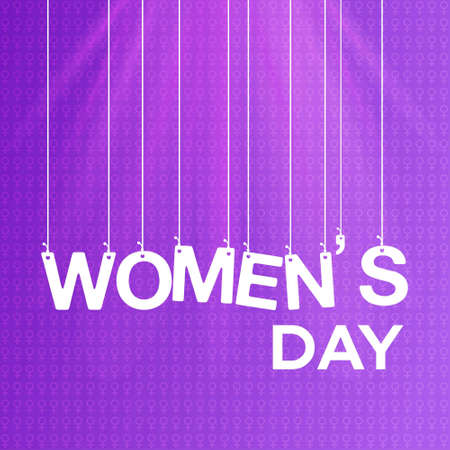 Women's day card with purple pattern background. For web design and application interface, also useful for infographics. Vector illustration.のイラスト素材